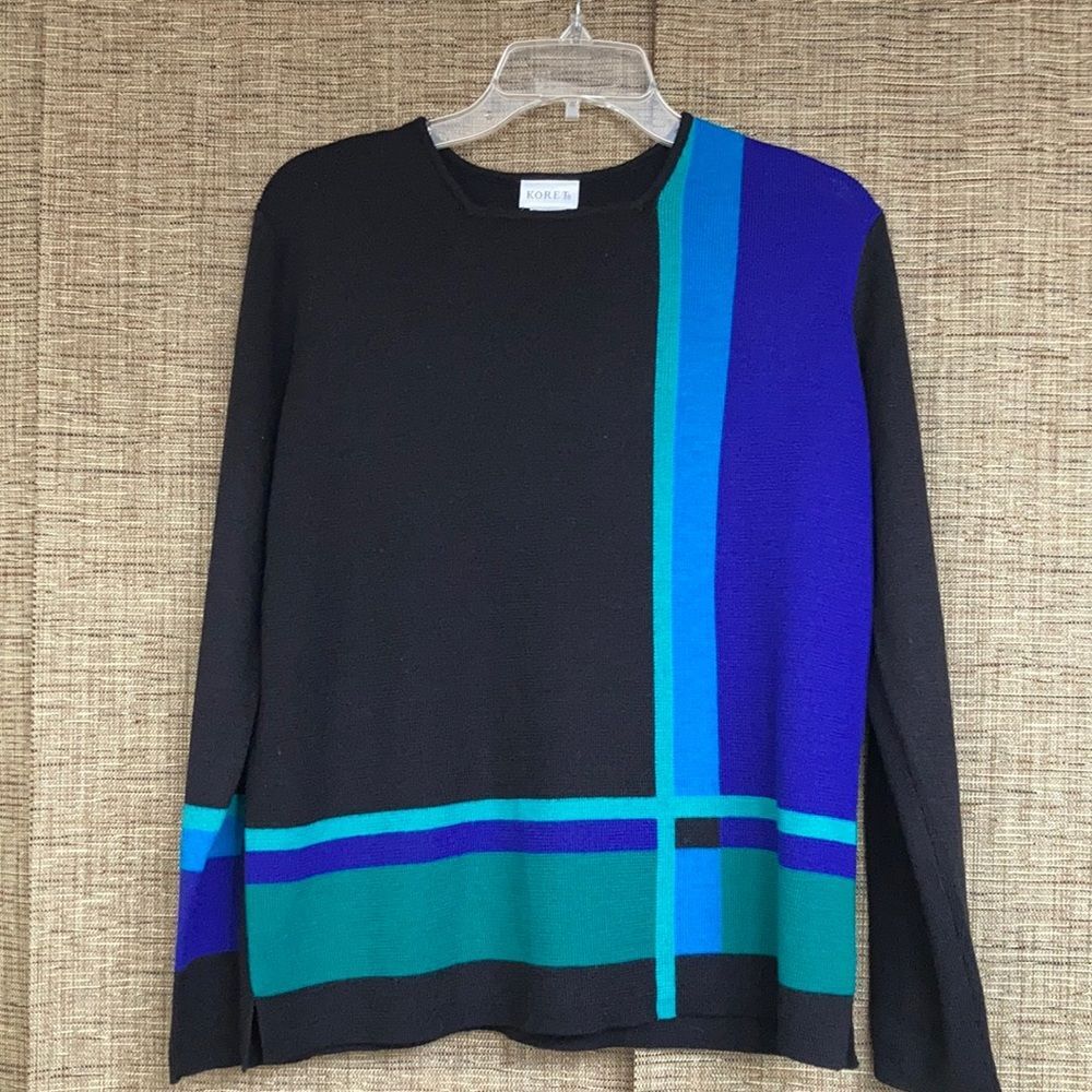 KORET wool blend color block sweater main color black